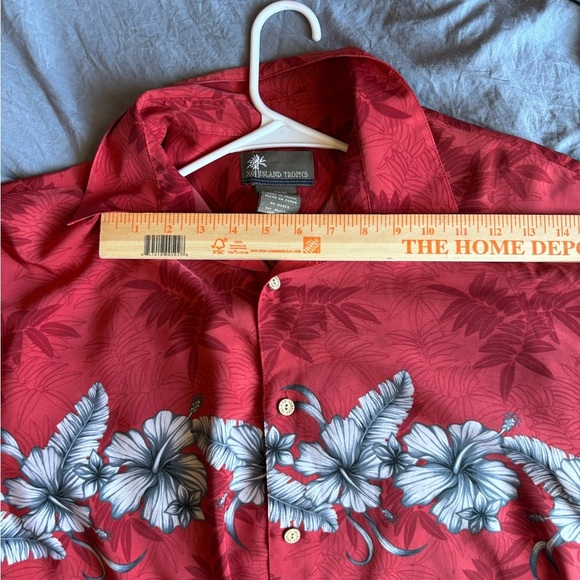 Island Tropics Men’s Dress Shirt Short Sleeve NWOT Red Floral Button Down XL - Picture 15 of 15